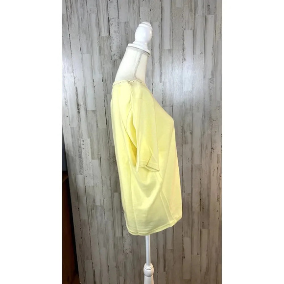Vintage NWT Sag Harbor Sport Women's Large Yellow Short Sleeve Crew‎ Neck Top - Picture 6 of 8